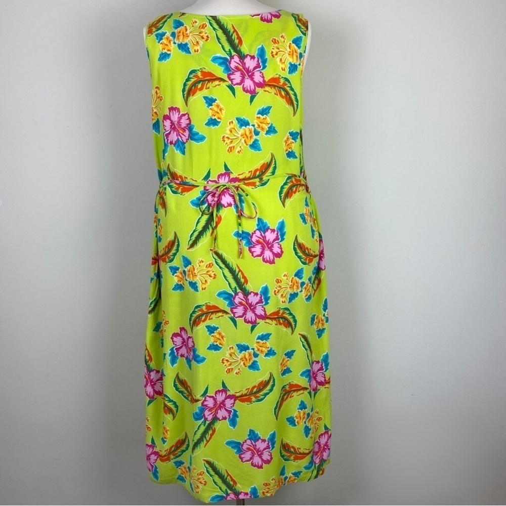 Jane Ashley Vtg Tropical Floral Maxi Shift Dress Sleeveless Lime Green 3X - Picture 7 of 14